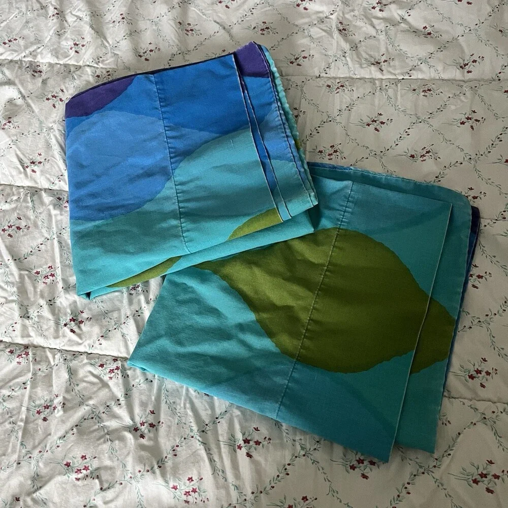 VTG Cannon Royal Family King Sheet Set Wavy Gravy Mod Blue Purple Psychedelic